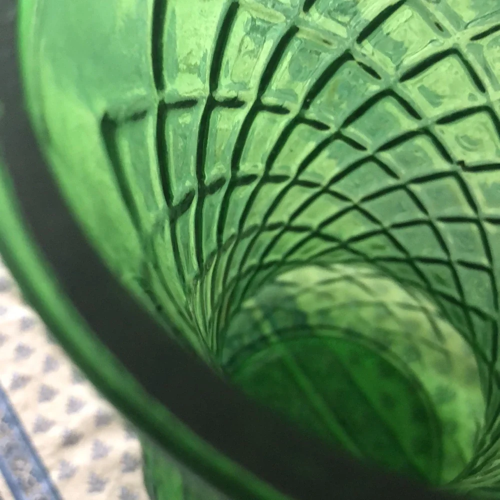 Vintage green glass vase